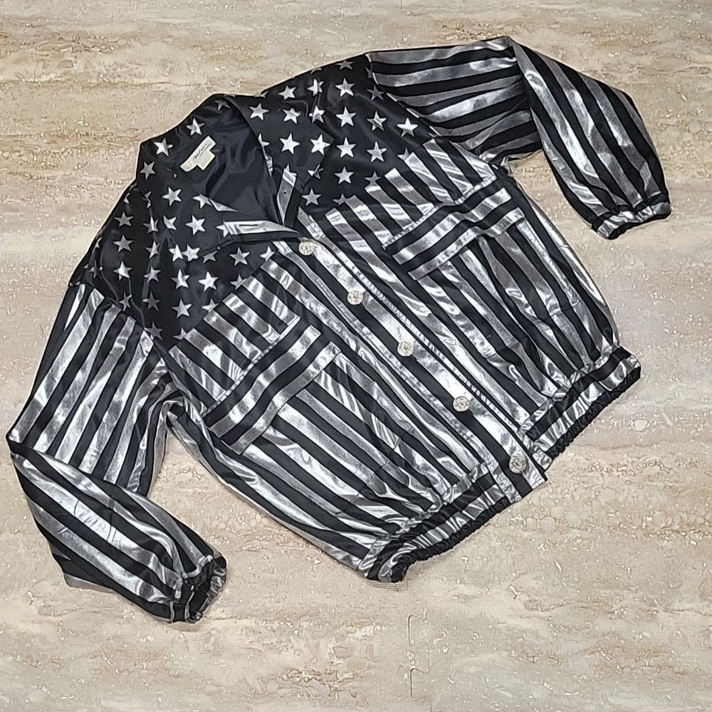 METRO HIGH VINTAGE FASHION POLY PATRIOTIC FLAG JACKET SIZE XL+